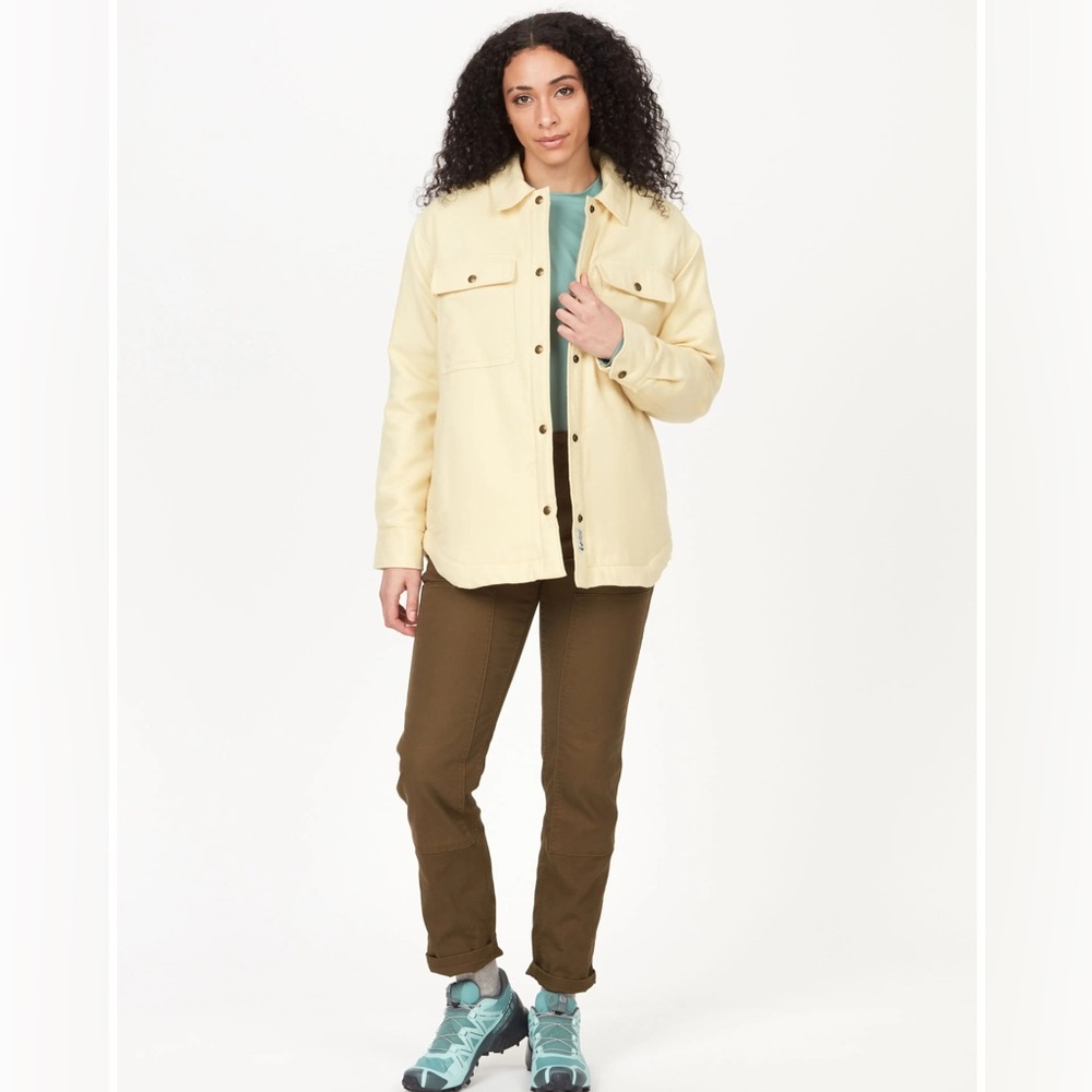 Marmot Women’s Yellow Ridgefield Sherpa Flannel Snap Field Jacket Size Small